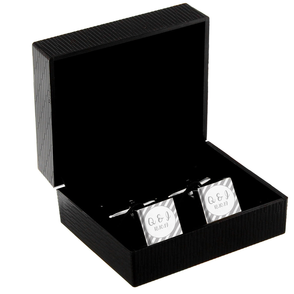 Personalised Stripes Square Cufflinks