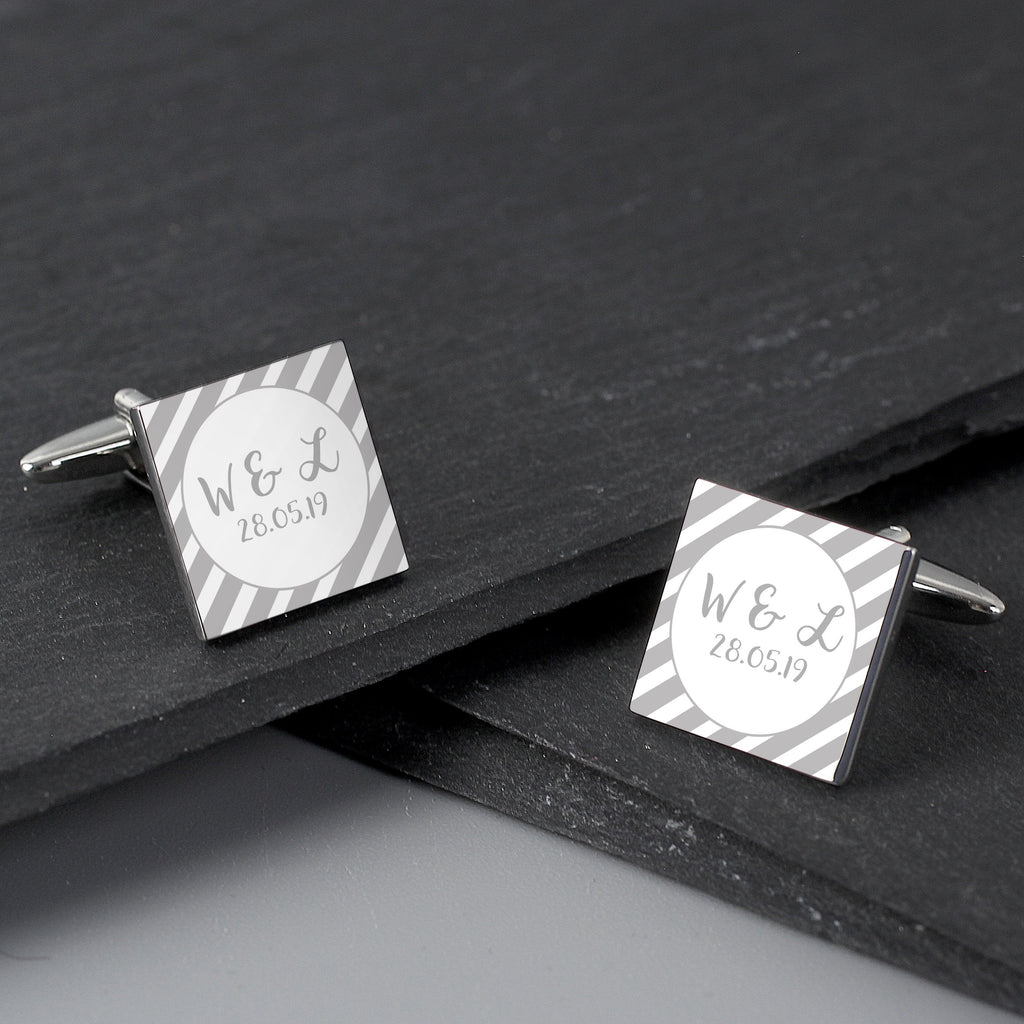 Personalised Stripes Square Cufflinks
