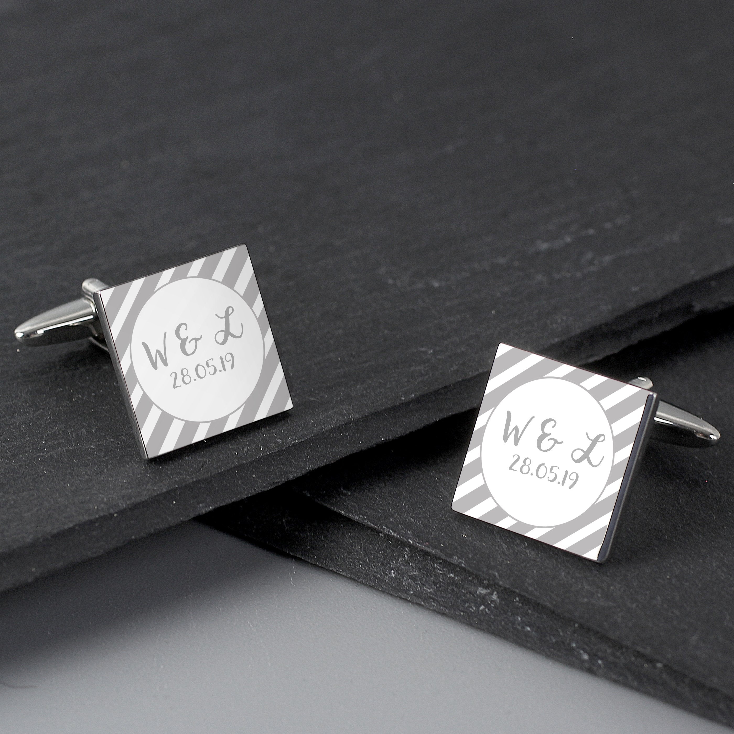 Personalised Stripes Square Cufflinks