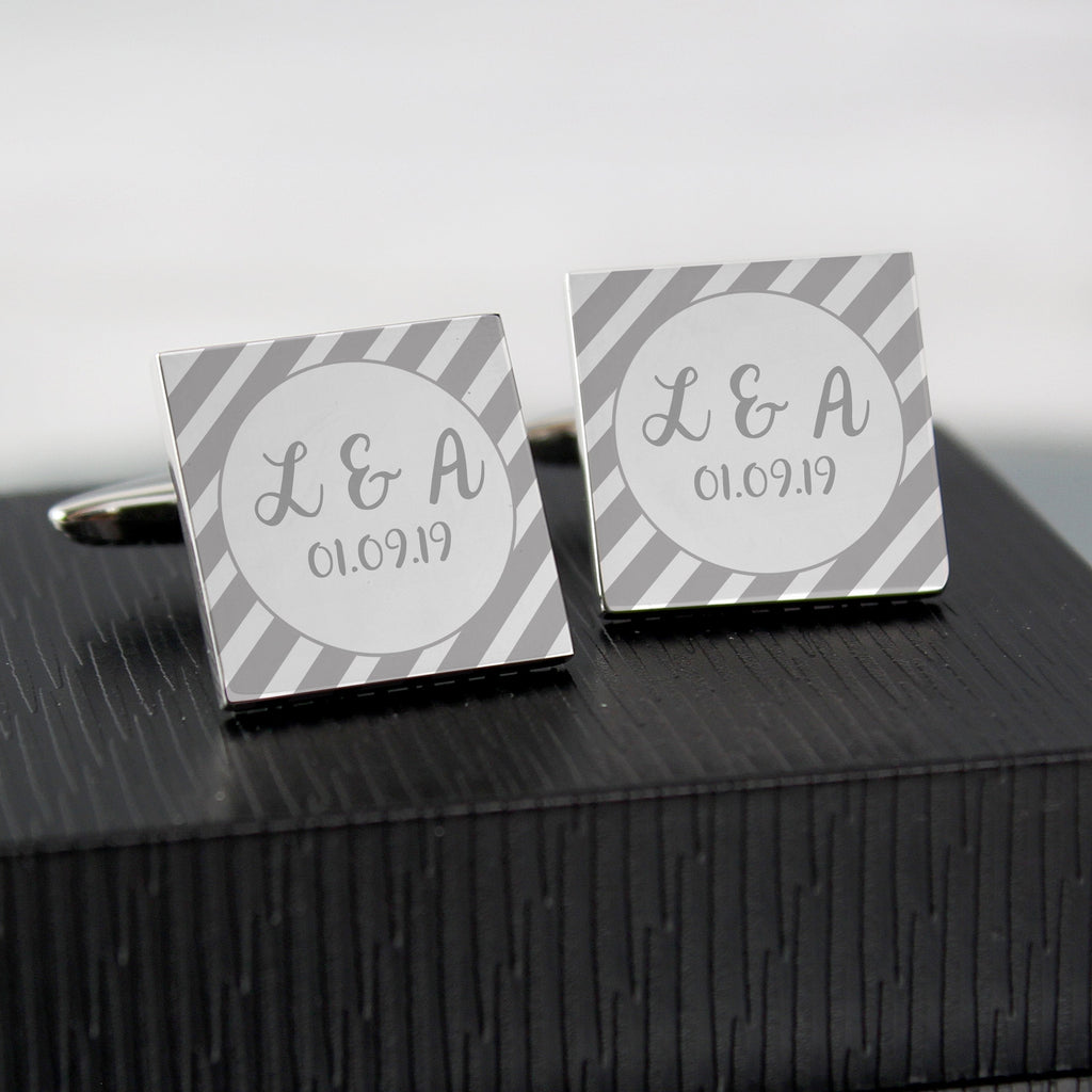 Personalised Stripes Square Cufflinks