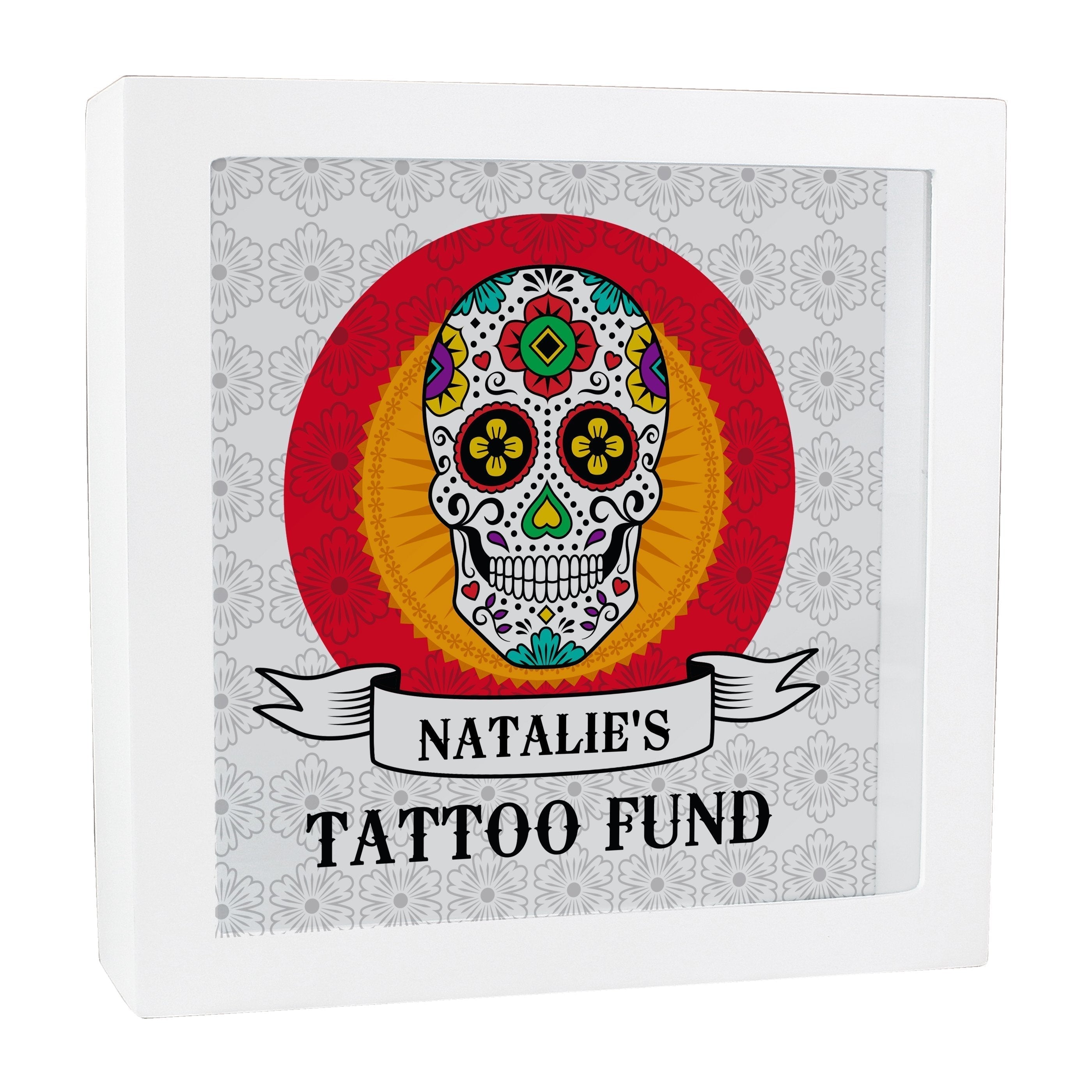 Personalised Sugar Skull Tattoo Fund And Keepsake Box