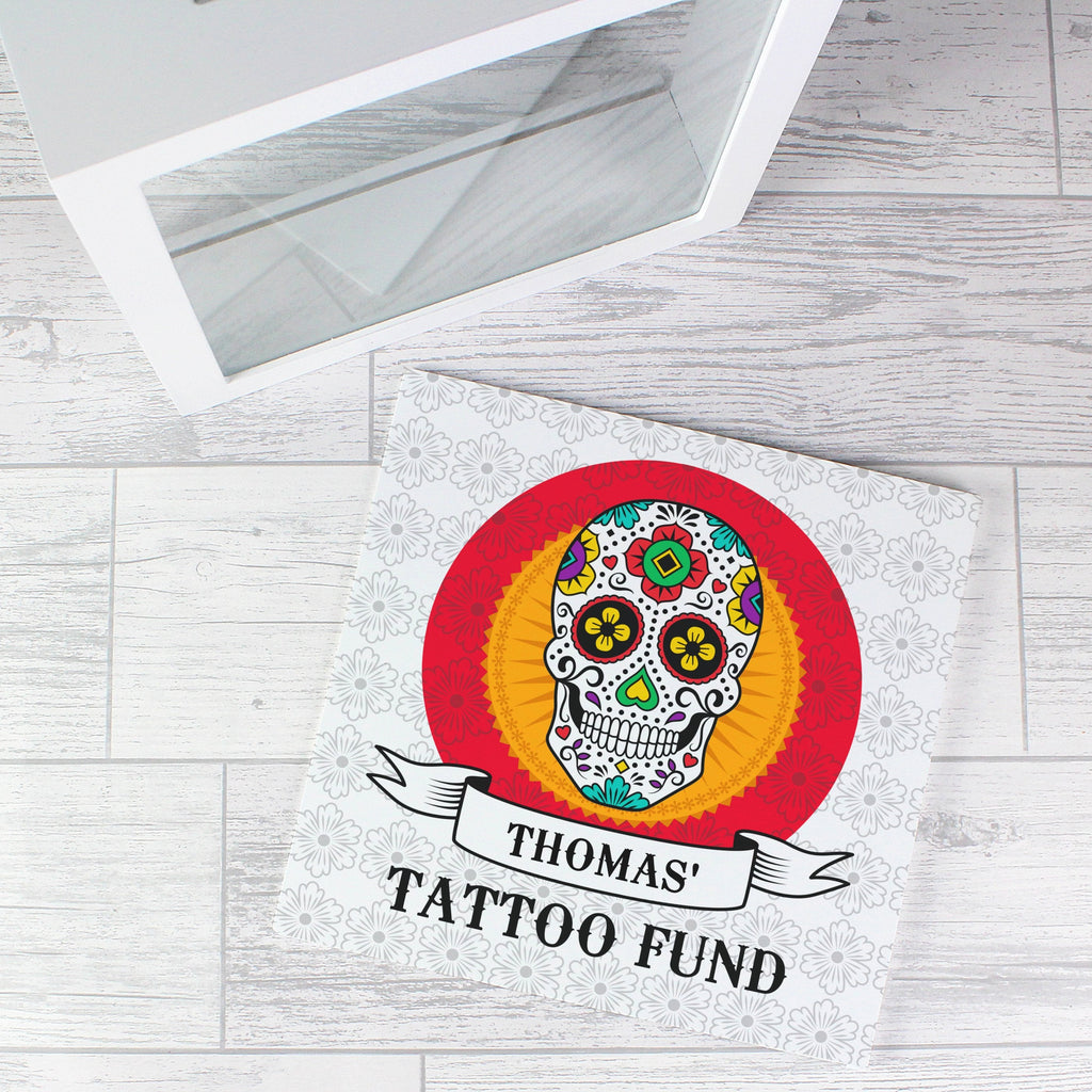 Personalised Sugar Skull Tattoo Fund And Keepsake Box