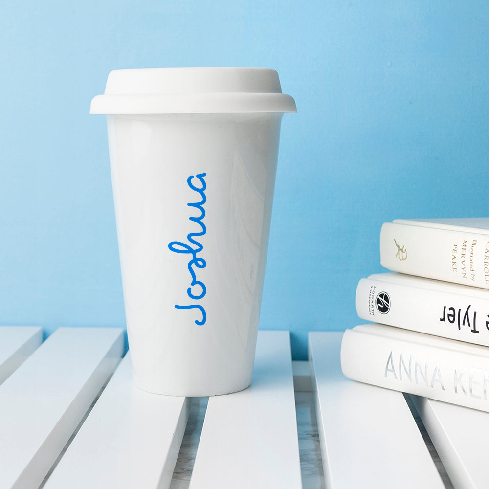 Personalised Personalised Summer Style Ceramic Travel Mug - Blue