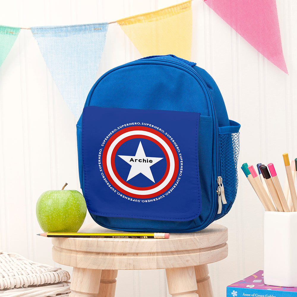 Personalised Personalised Superhero Blue Lunch Bag