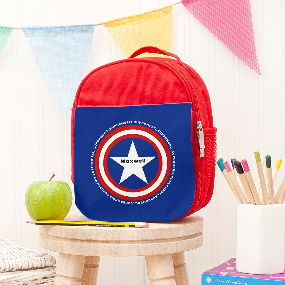 Personalised Personalised Superhero Red Lunch Bag