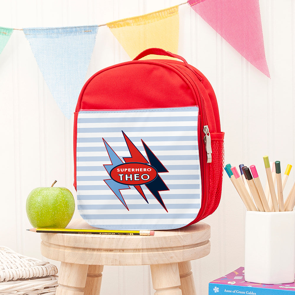 Personalised Personalised Superhero Red Lunch Bag