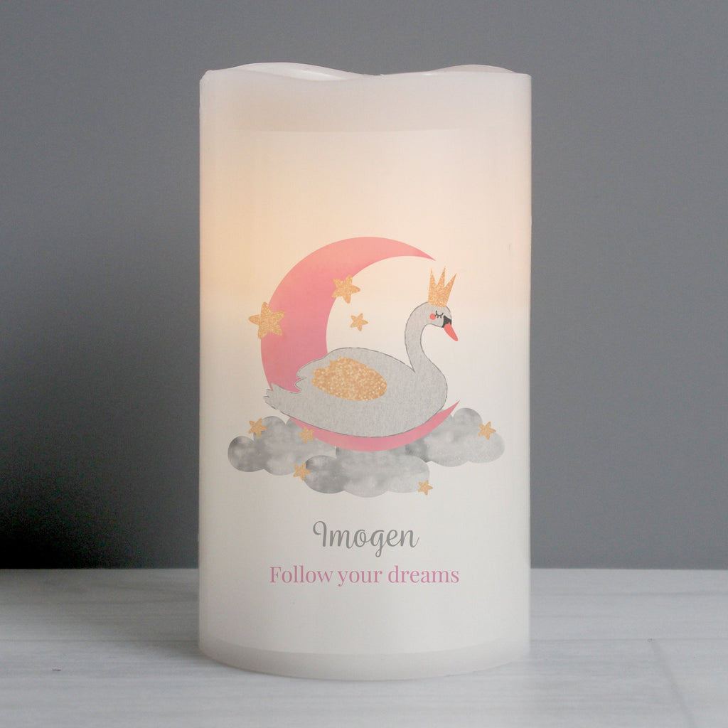Personalised Swan Lake LED Candle