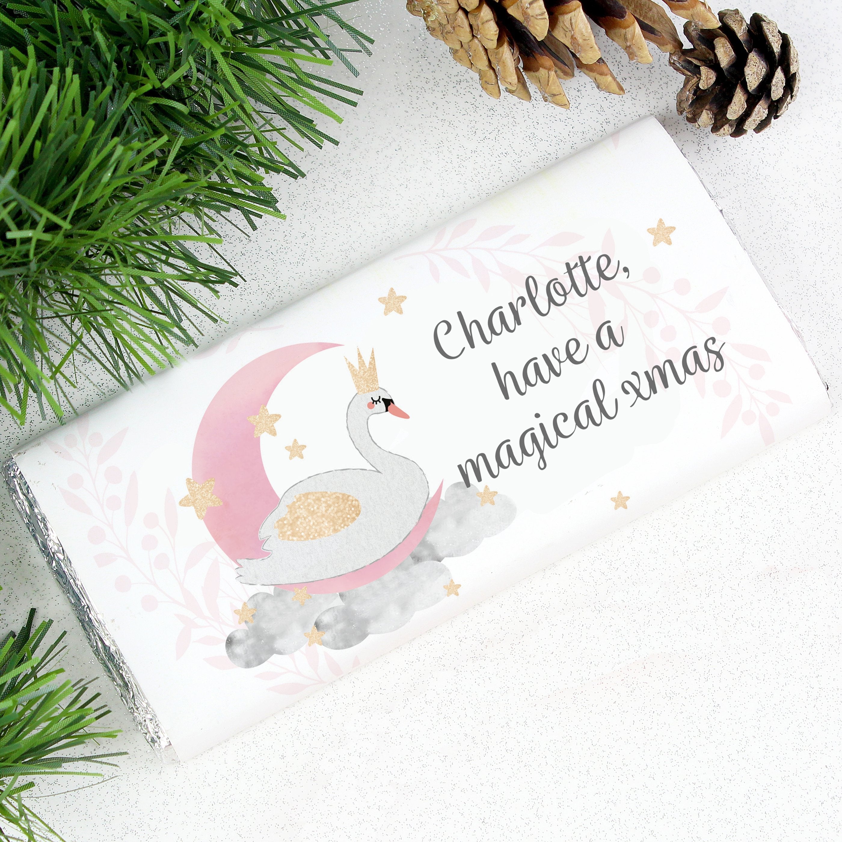 Personalised Swan Lake Milk Chocolate Bar