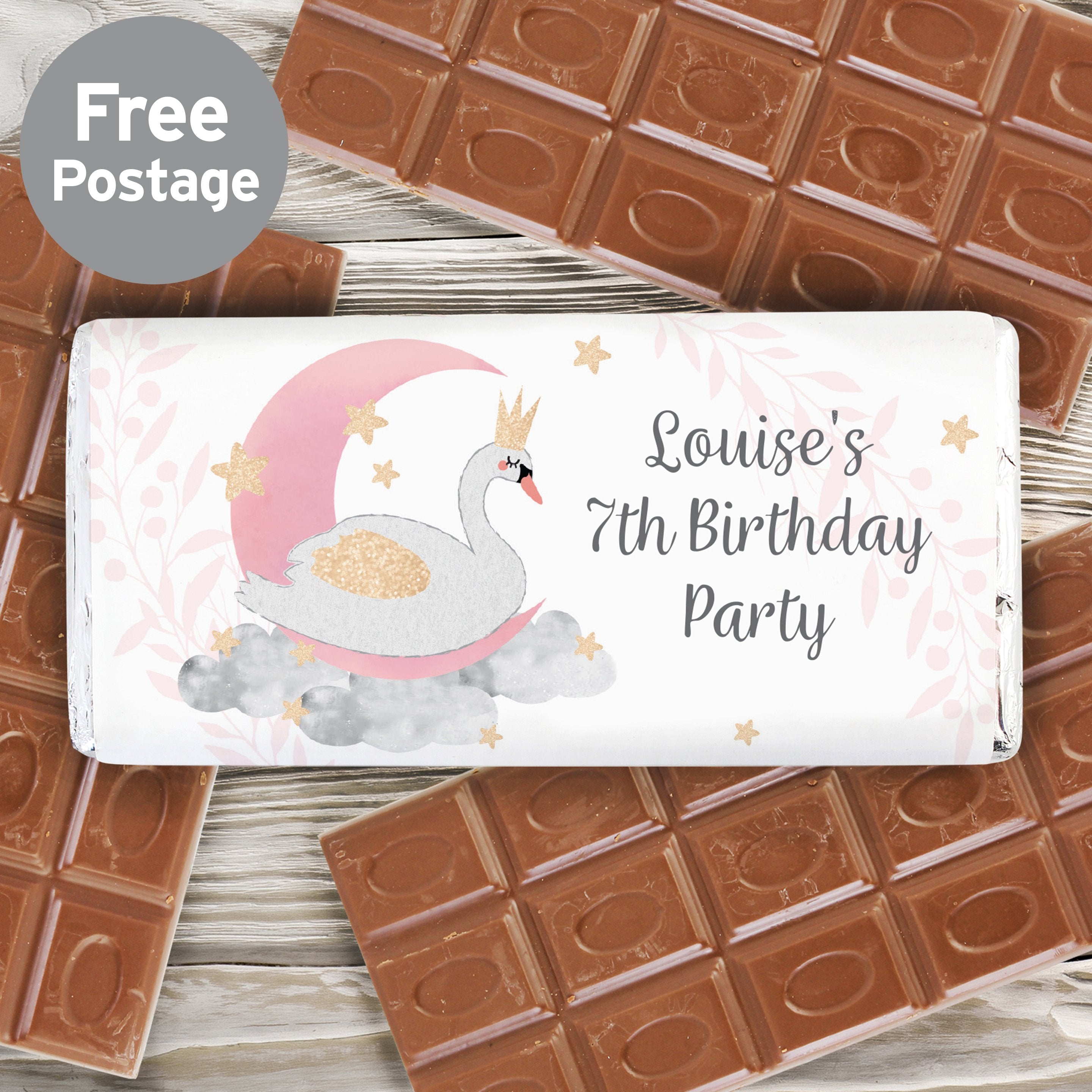 Personalised Swan Lake Milk Chocolate Bar