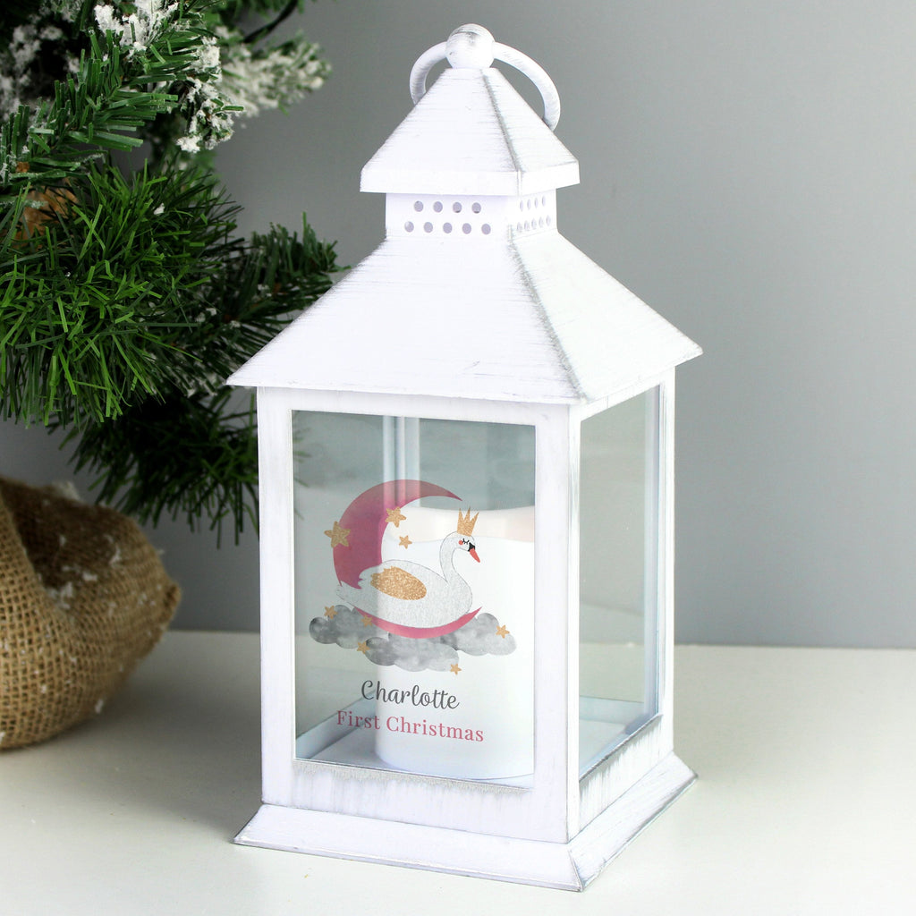 Personalised Swan Lake White Lantern