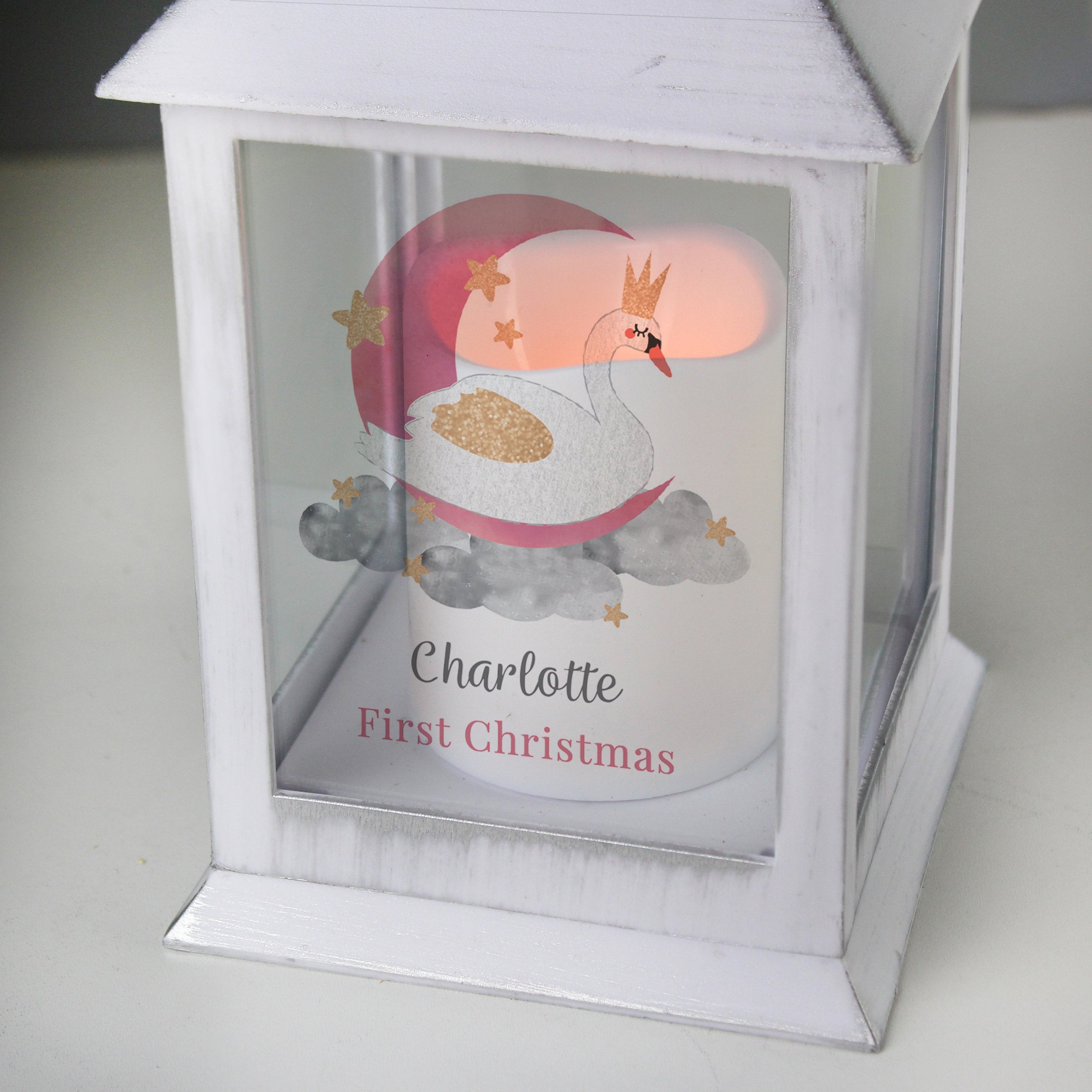 Personalised Swan Lake White Lantern