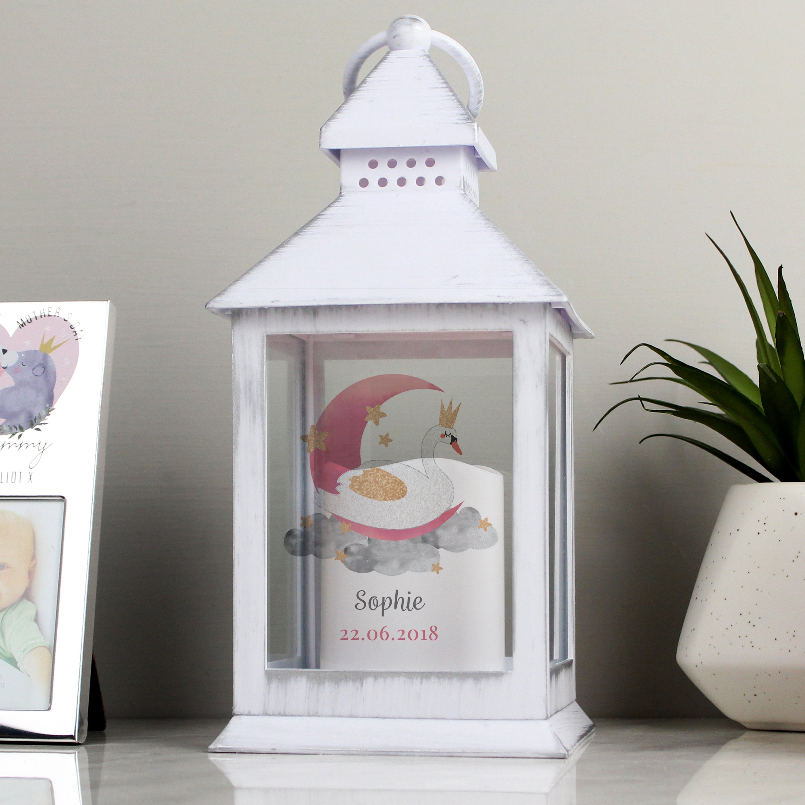Personalised Swan Lake White Lantern