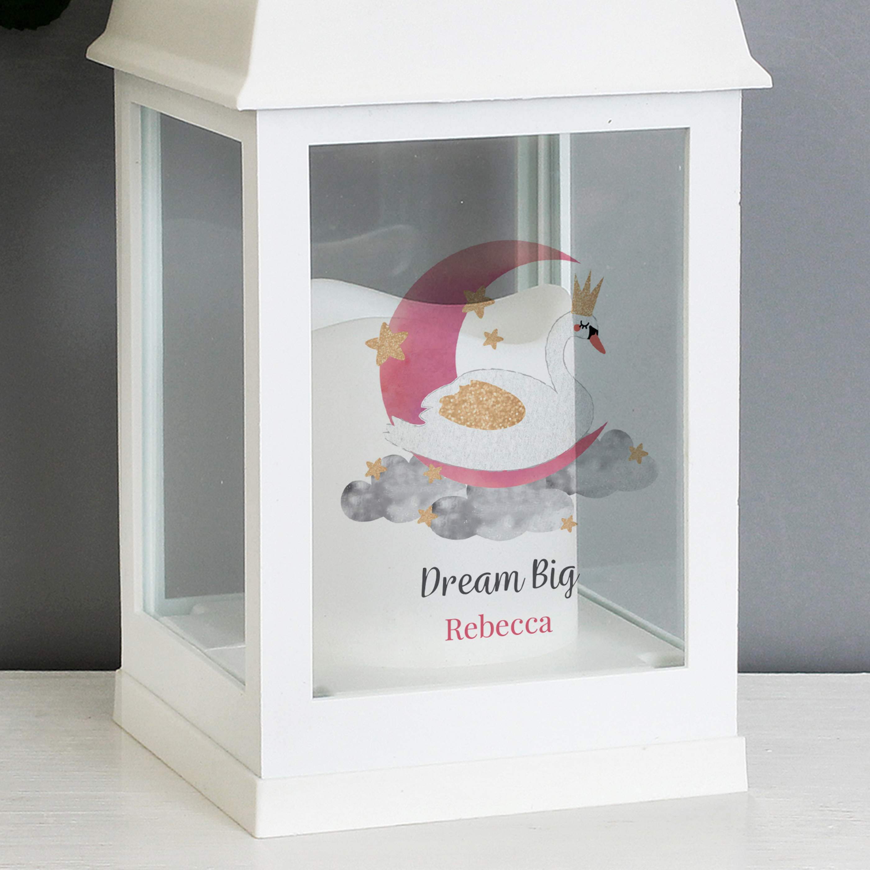 Personalised Swan Lake White Lantern