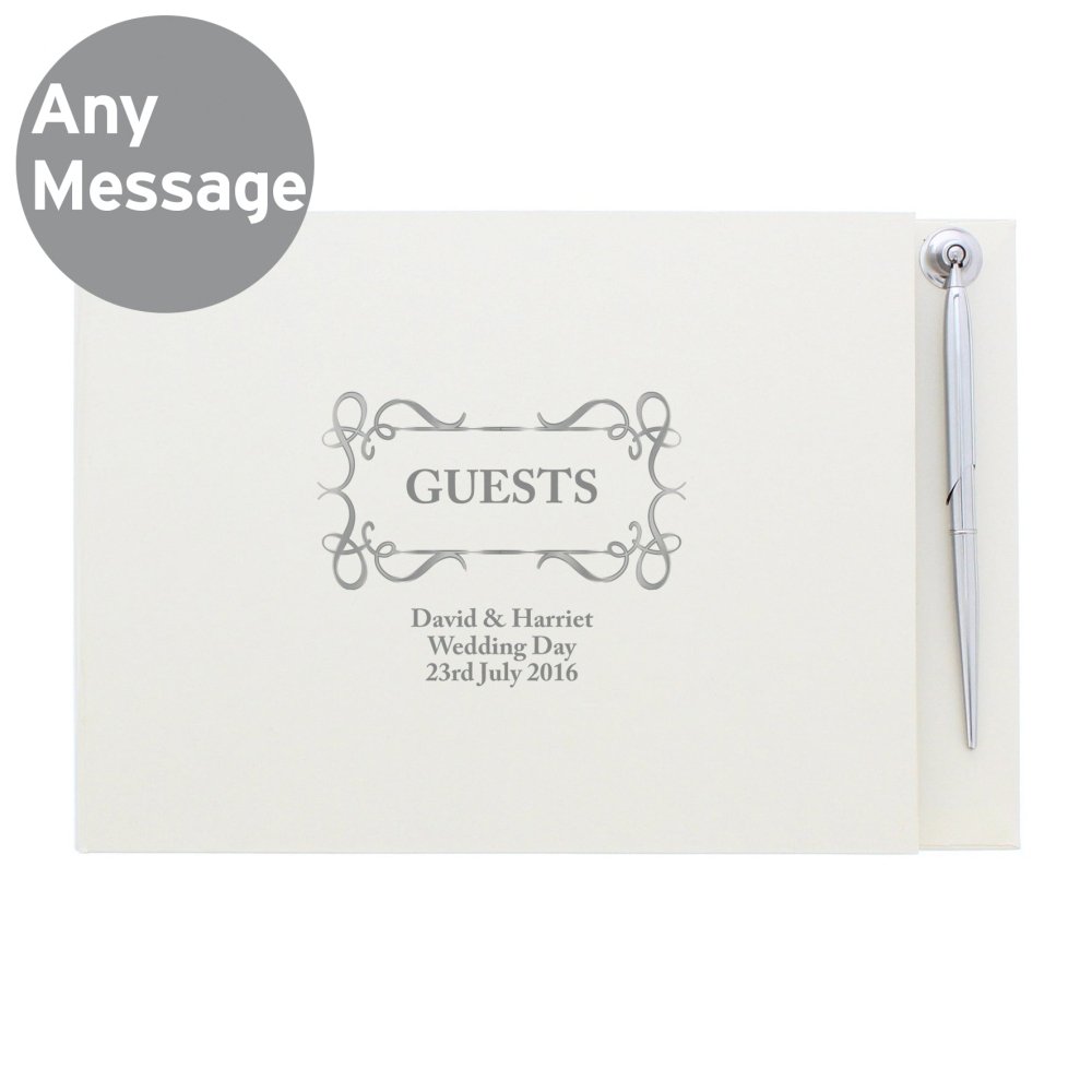 Personalised Swirl Design Hardback Guest Book & Pen