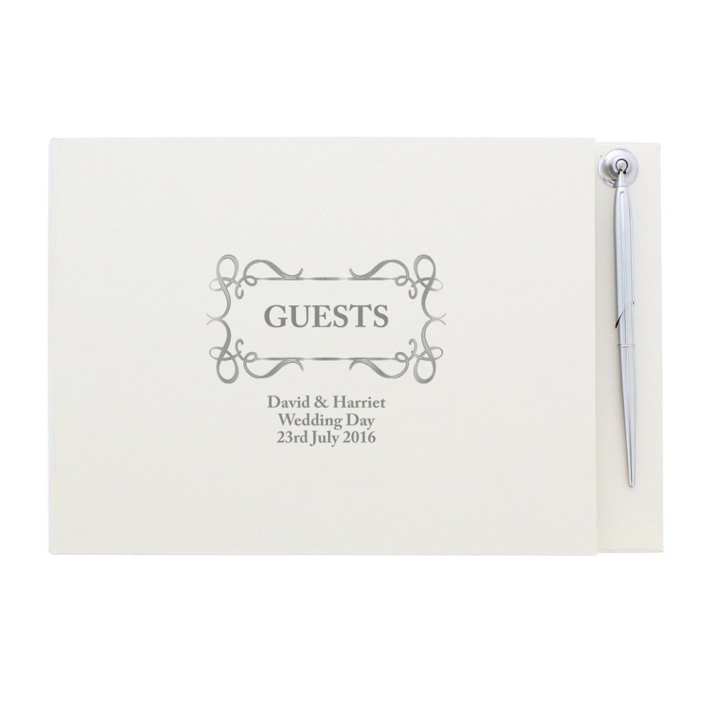 Personalised Swirl Design Hardback Guest Book & Pen