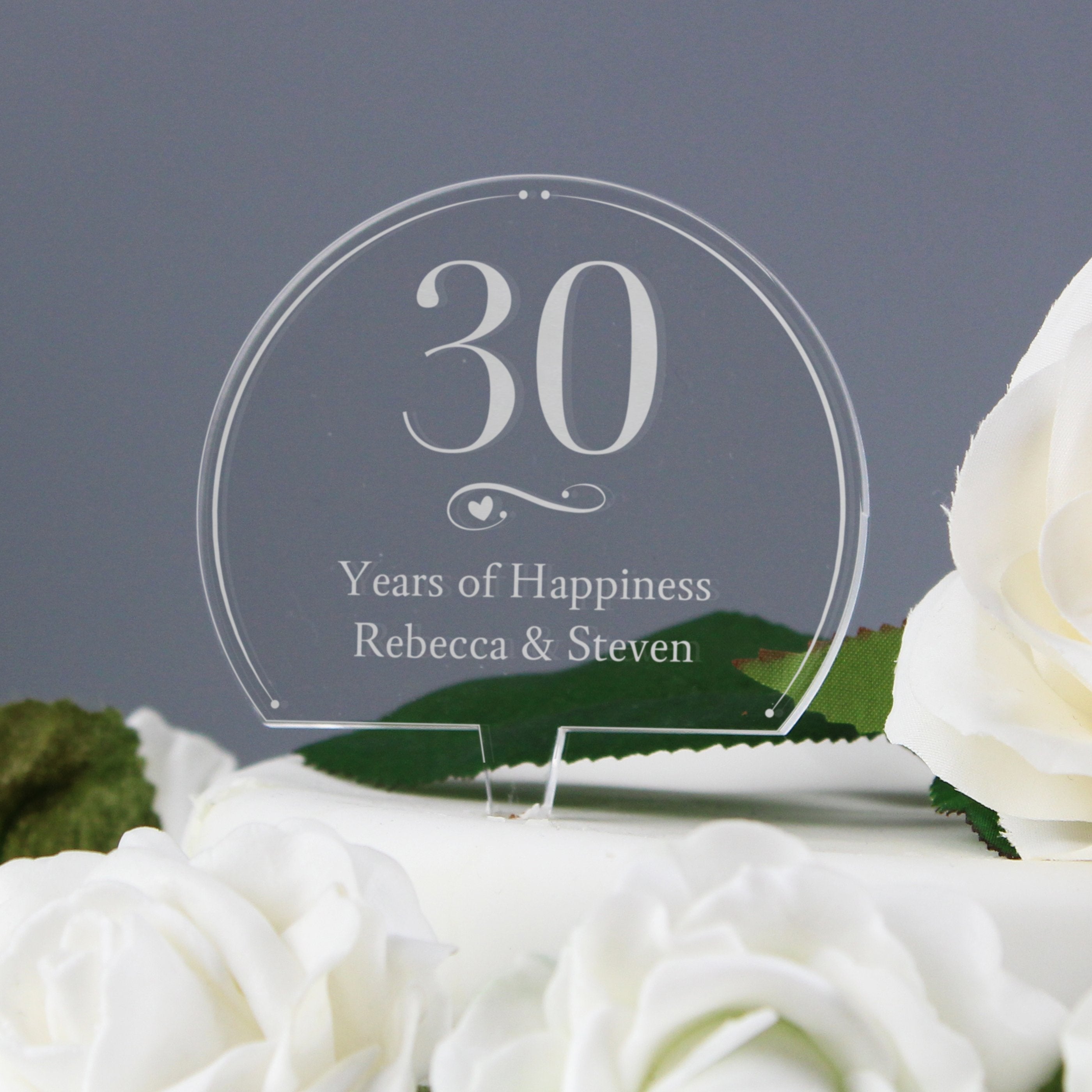 Personalised Swirls & Hearts Age Acrylic Cake Topper