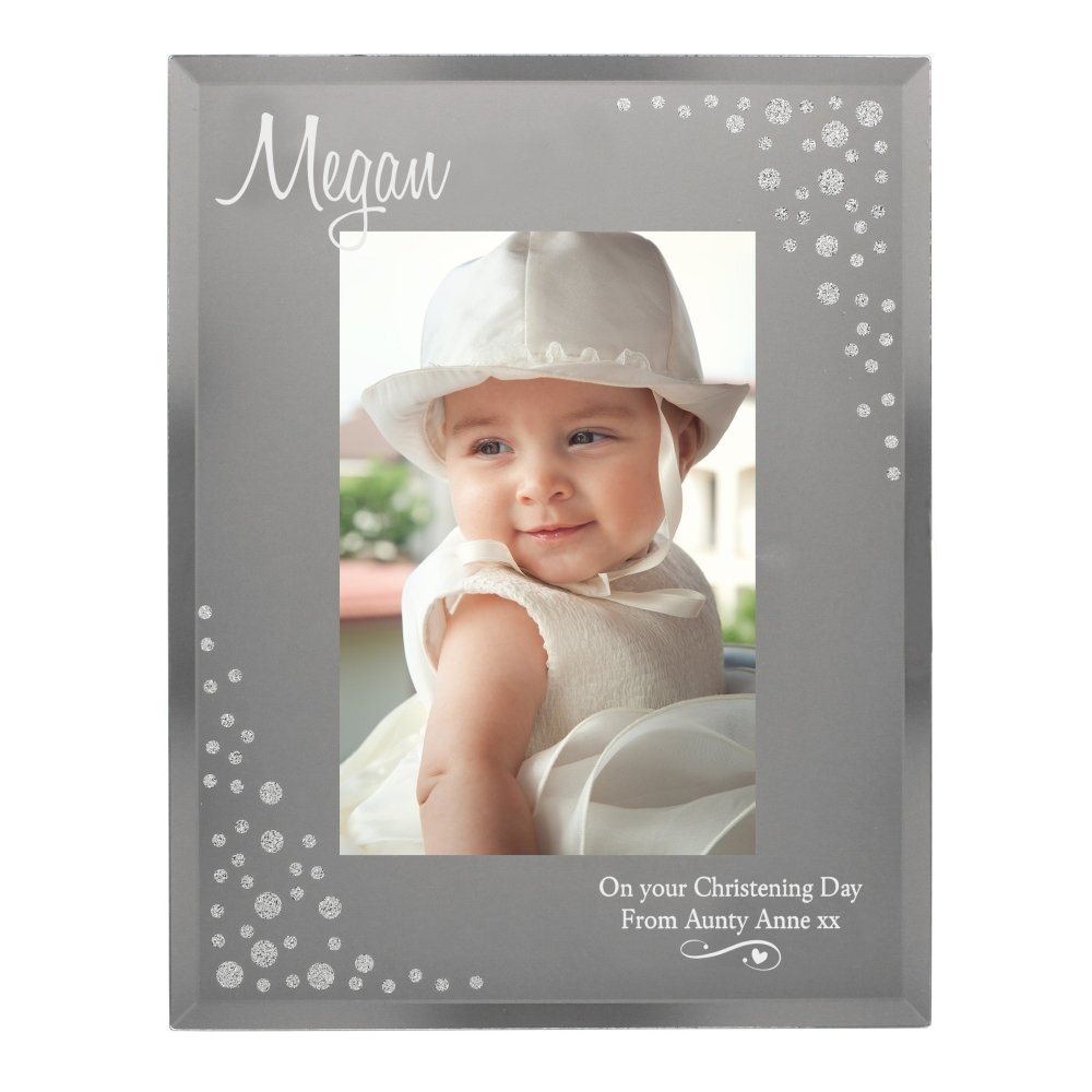 Personalised Swirls & Hearts Diamante 4x6 Inch Glass Photo Frame
