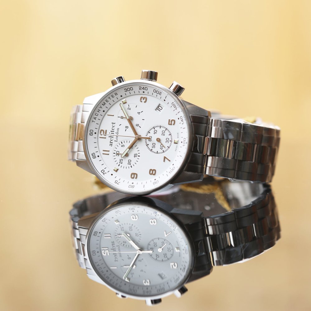 Personalised Swiss Made Men's Watch, Architect Handcrafted, Endeavour, Water Resistant, Handwriting Engraved