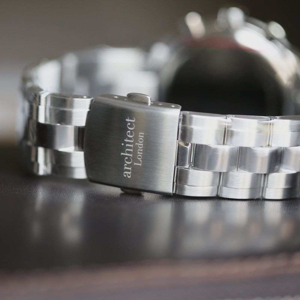 Personalised Swiss Made Men's Watch, Architect Handcrafted, Endeavour, Water Resistant, Handwriting Engraved