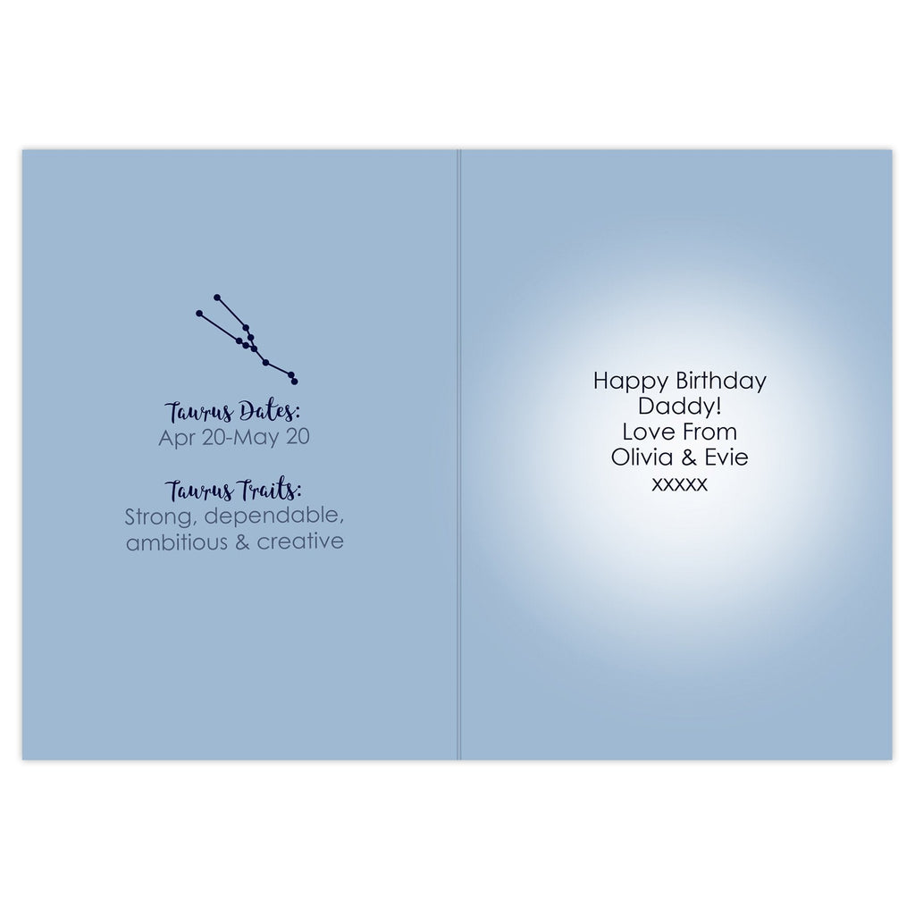 Personalised Taurus Zodiac Star Sign Card (April 20th - May 20th)