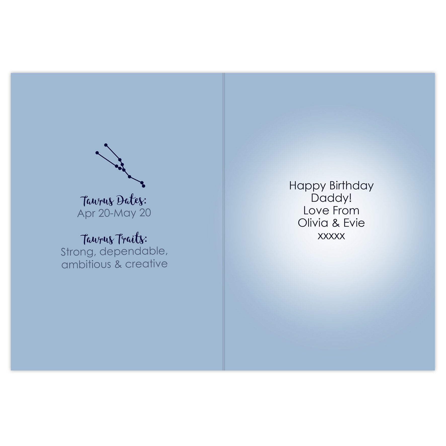 Personalised Taurus Zodiac Star Sign Card (April 20th - May 20th)