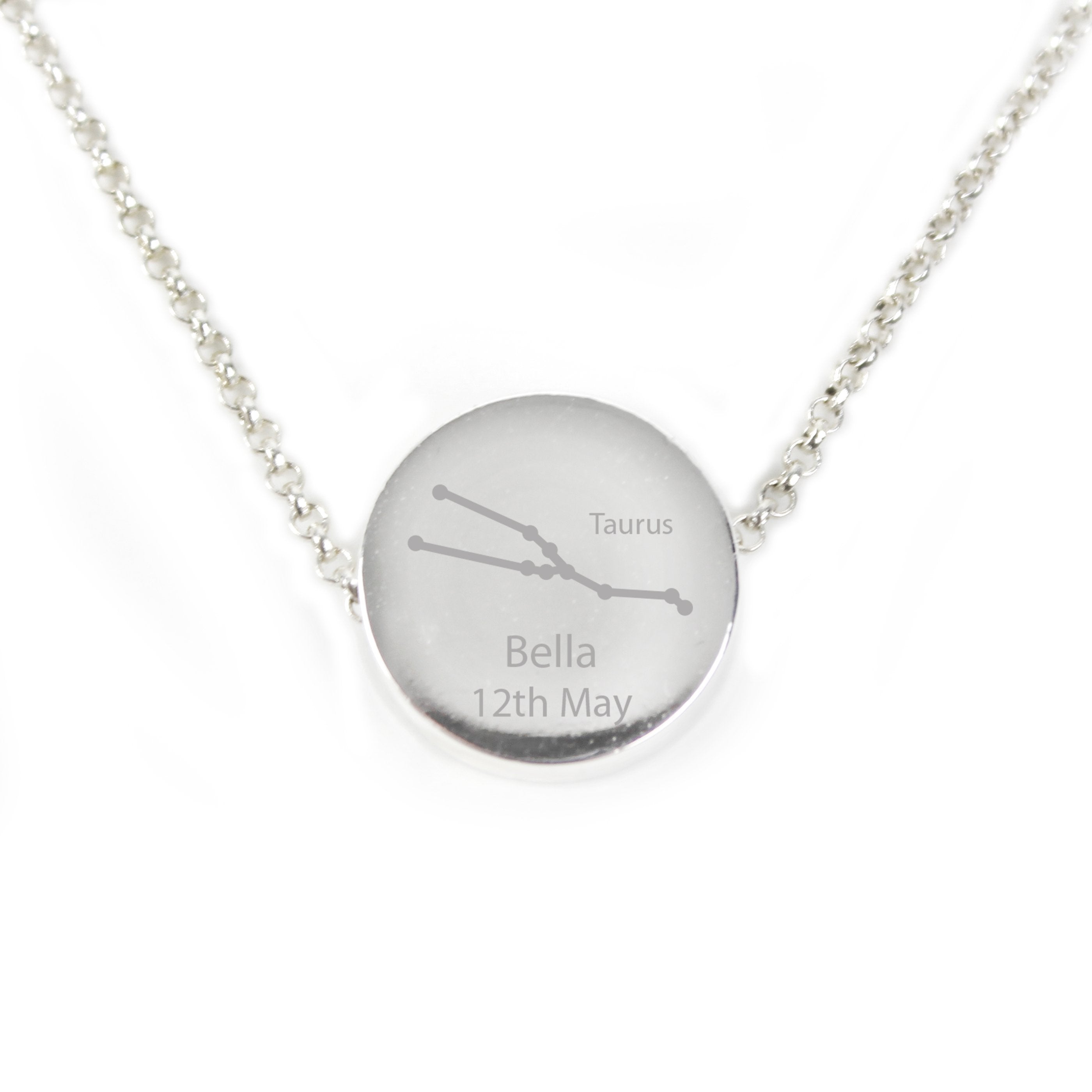 Personalised Taurus Zodiac Star Sign  Silver Tone Necklace (April 20th - May 20th)