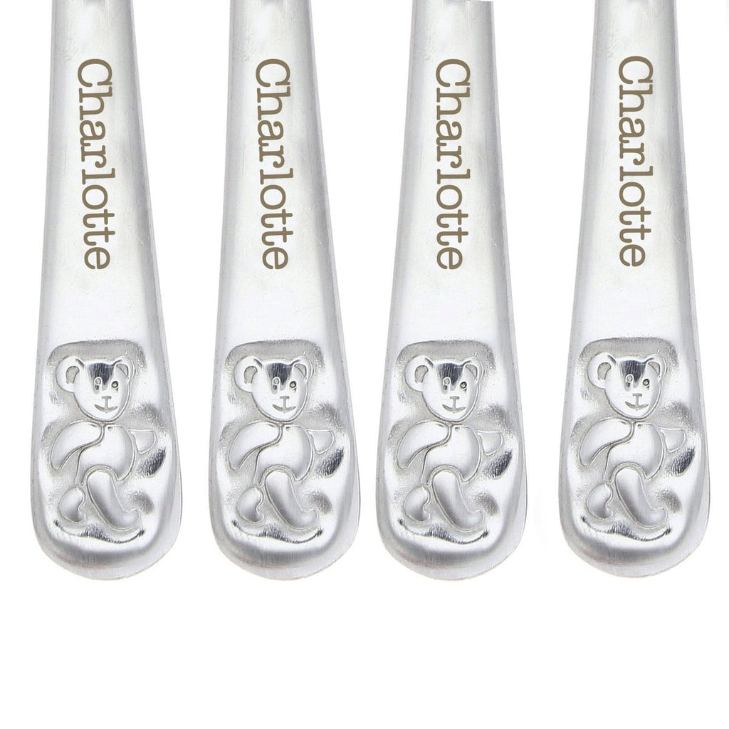 Personalised Teddy 4 Piece Embossed Cutlery Set