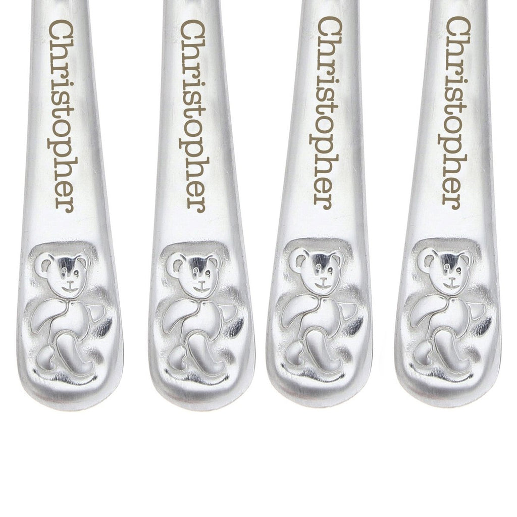 Personalised Teddy 4 Piece Embossed Cutlery Set
