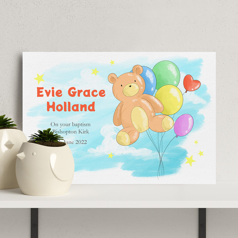 Personalised Personalised Teddy Bear Balloon Framed Print