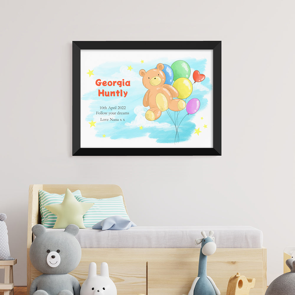 Personalised Personalised Teddy Bear Balloon Framed Print