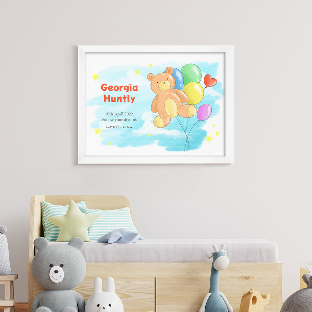 Personalised Personalised Teddy Bear Balloon Framed Print
