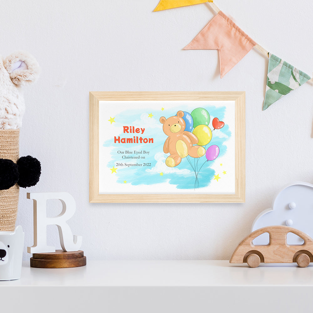 Personalised Personalised Teddy Bear Balloon Framed Print