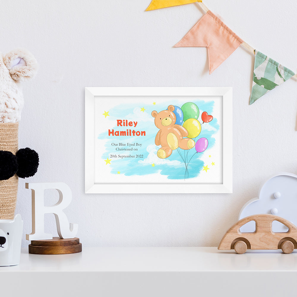 Personalised Personalised Teddy Bear Balloon Framed Print
