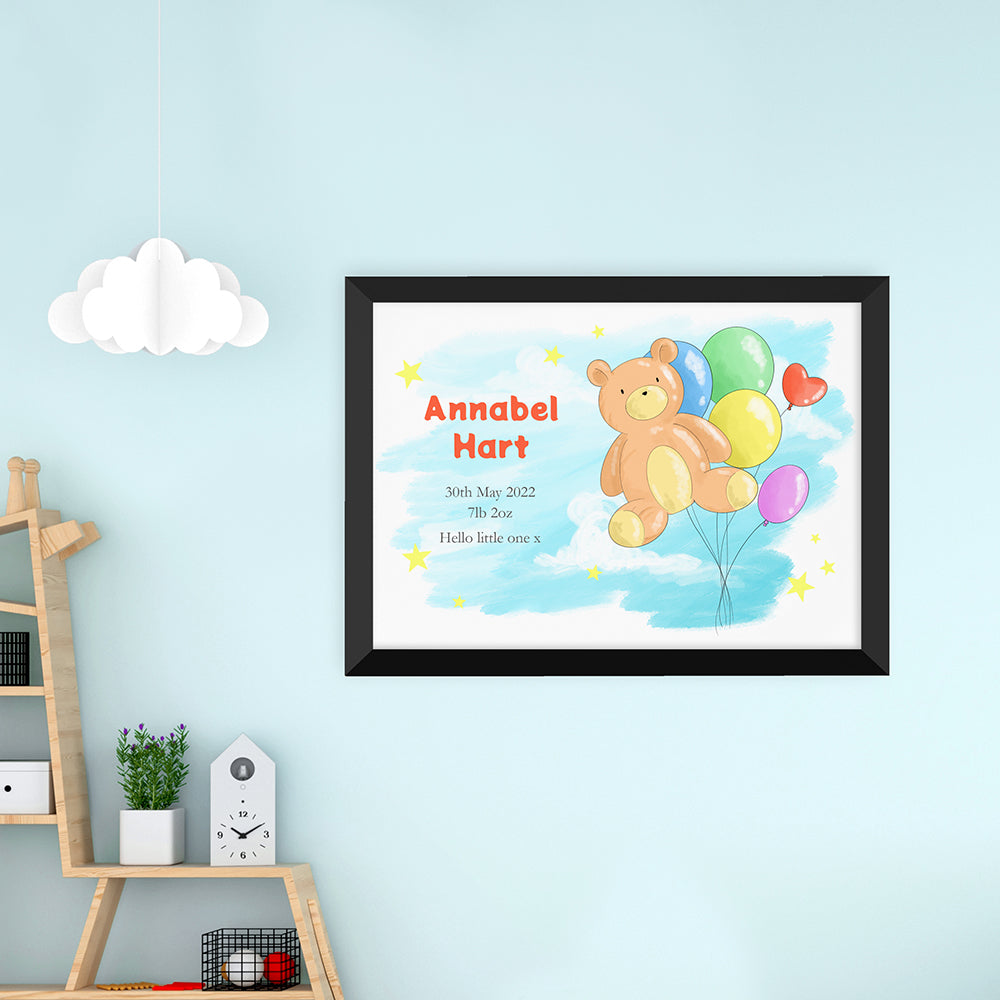 Personalised Personalised Teddy Bear Balloon Framed Print