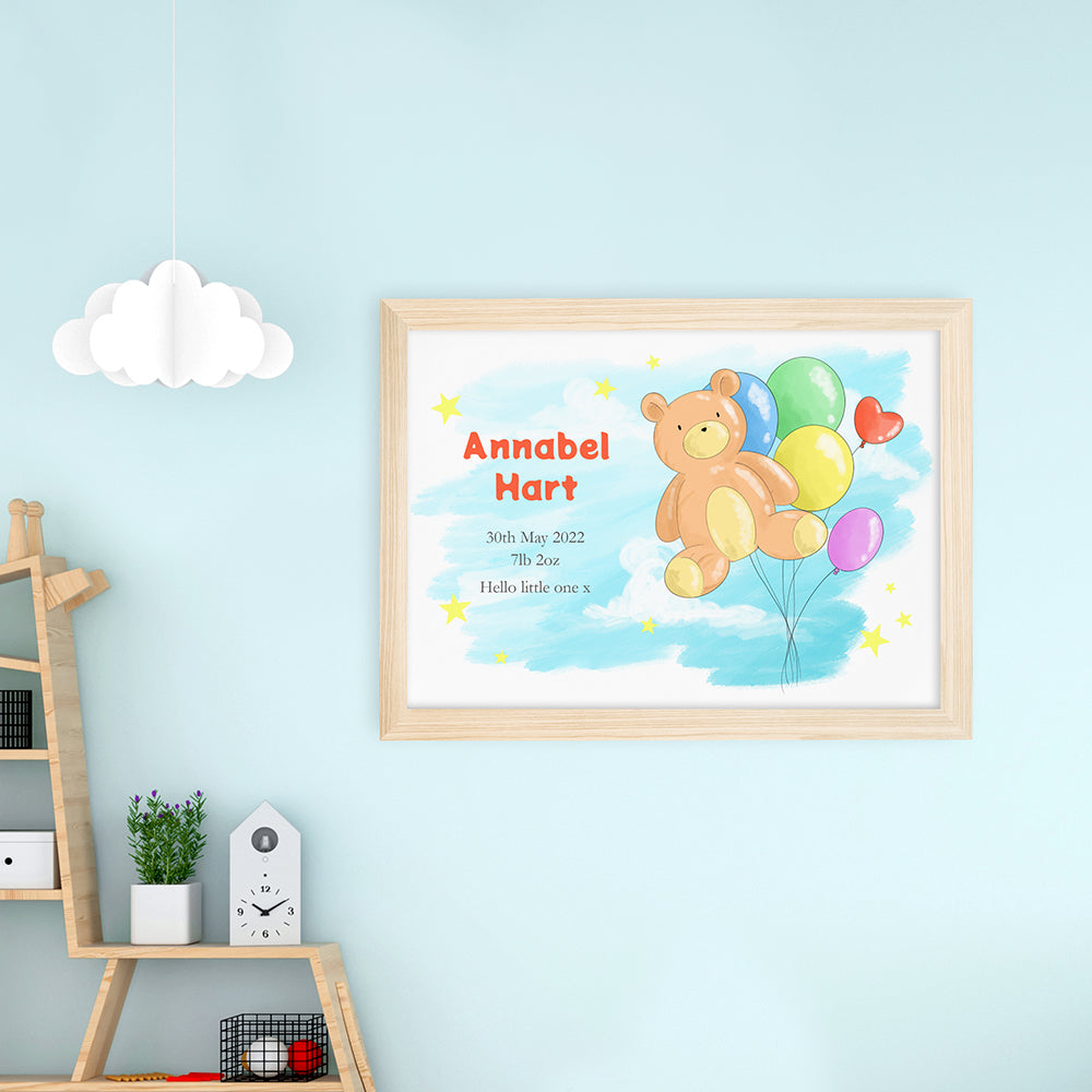 Personalised Personalised Teddy Bear Balloon Framed Print