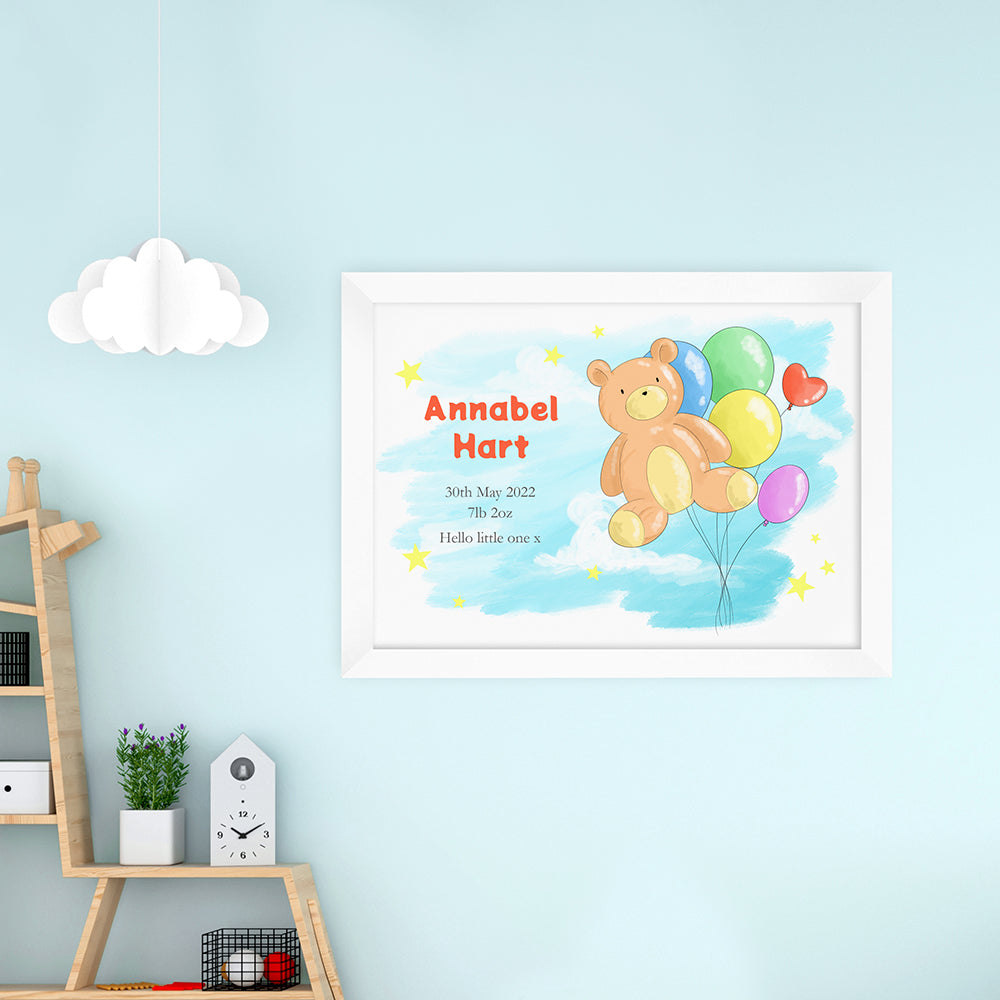 Personalised Personalised Teddy Bear Balloon Framed Print