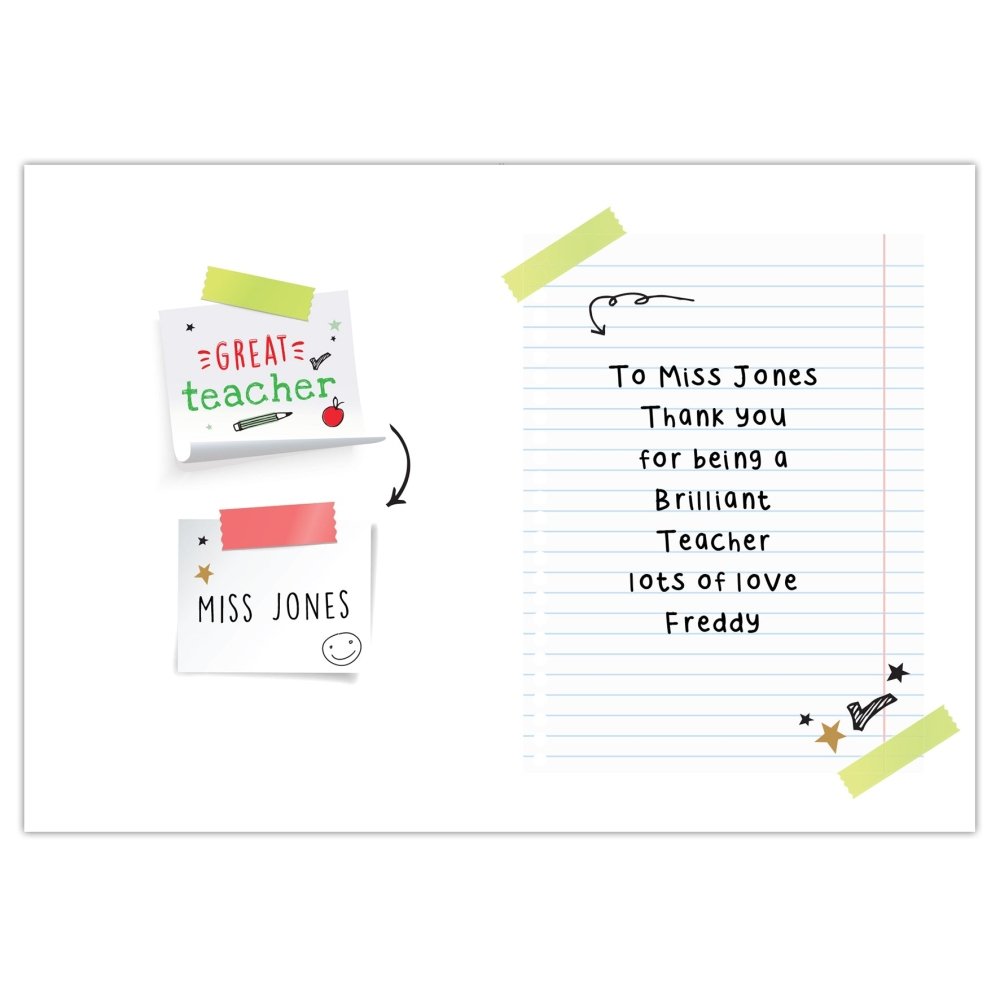 Personalised Thank You Teacher Card