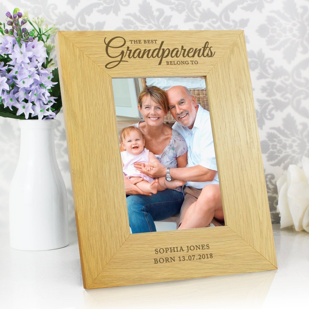 Personalised The Best Grandparents 6x4 Inch Oak Finish Photo Frame