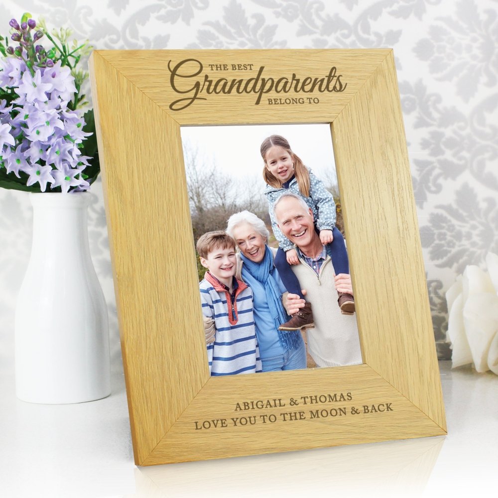 Personalised The Best Grandparents 6x4 Inch Oak Finish Photo Frame
