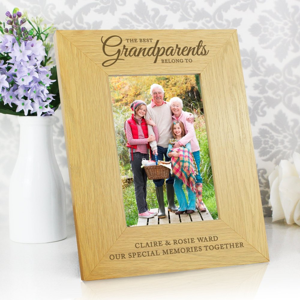 Personalised The Best Grandparents 6x4 Inch Oak Finish Photo Frame