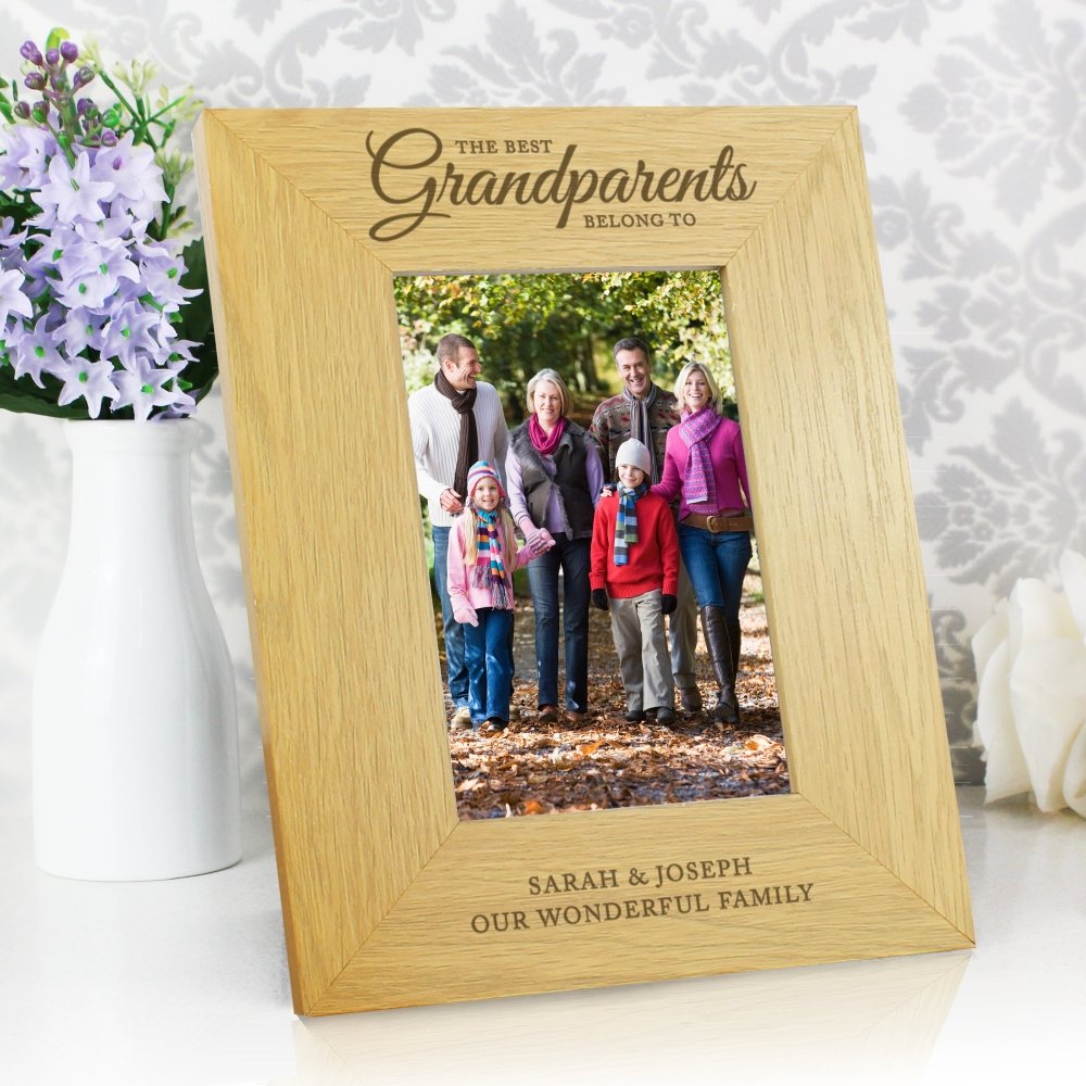 Personalised The Best Grandparents 6x4 Inch Oak Finish Photo Frame