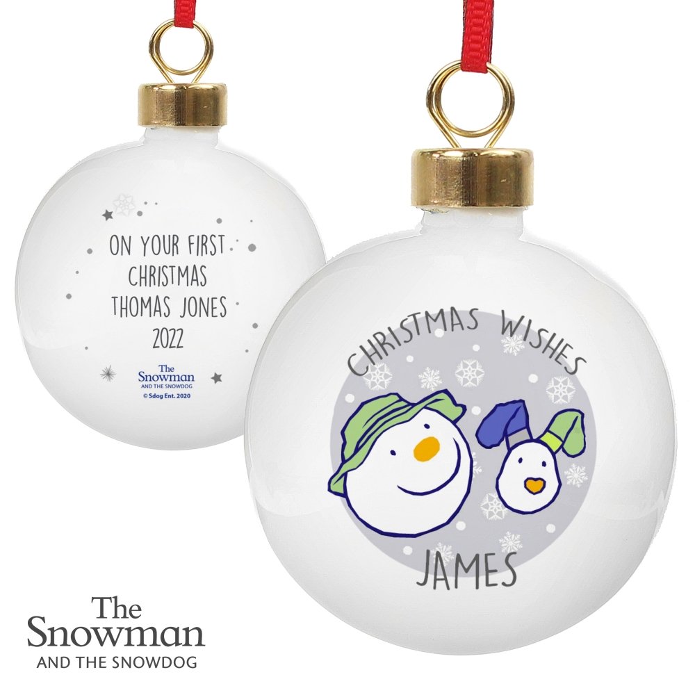 Personalised The Snowman And The Snowdog Bauble