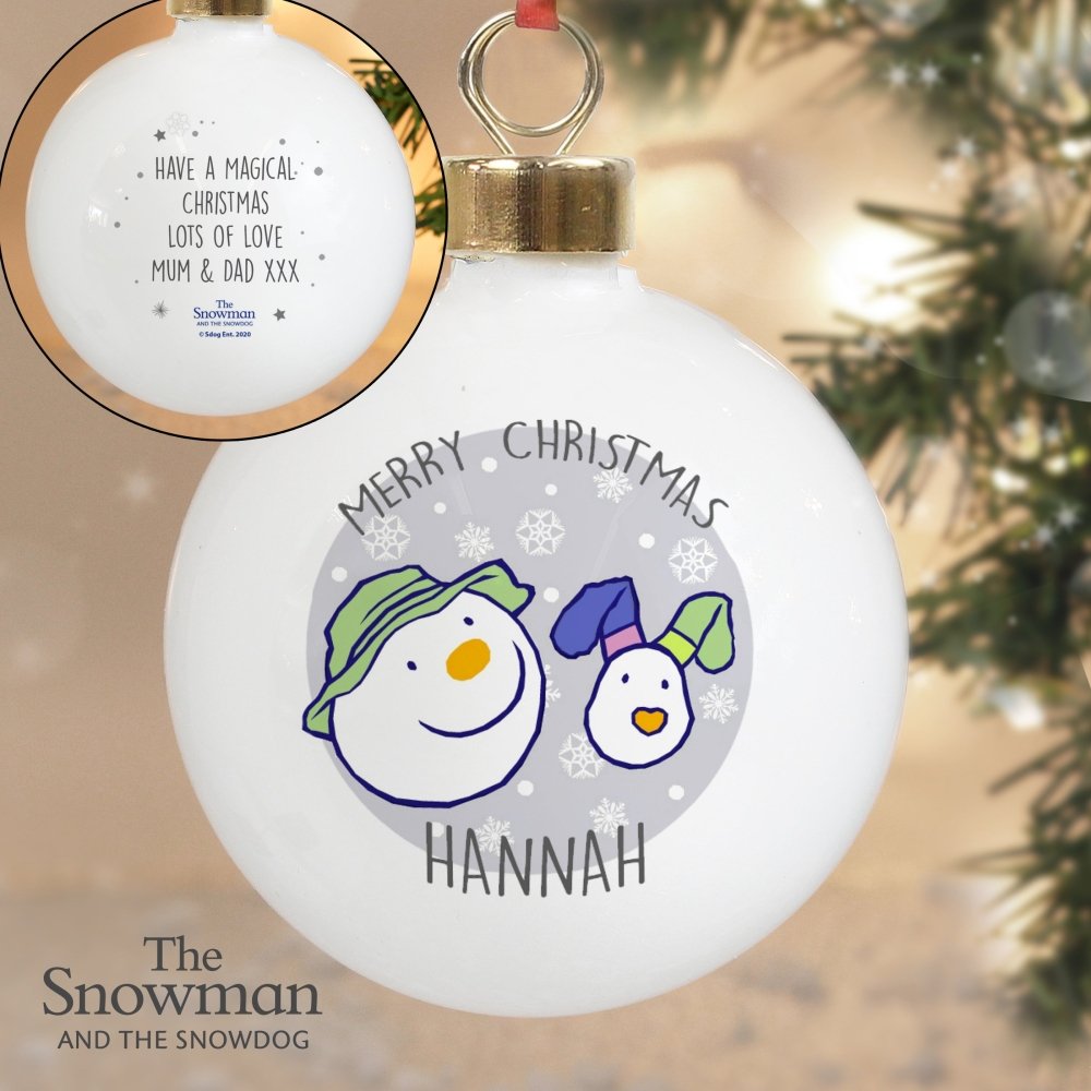 Personalised The Snowman And The Snowdog Bauble