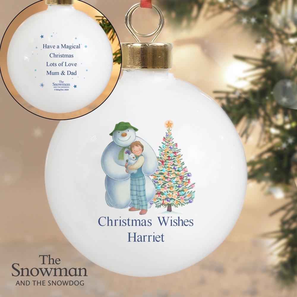 Personalised The Snowman And The Snowdog Friends Bauble