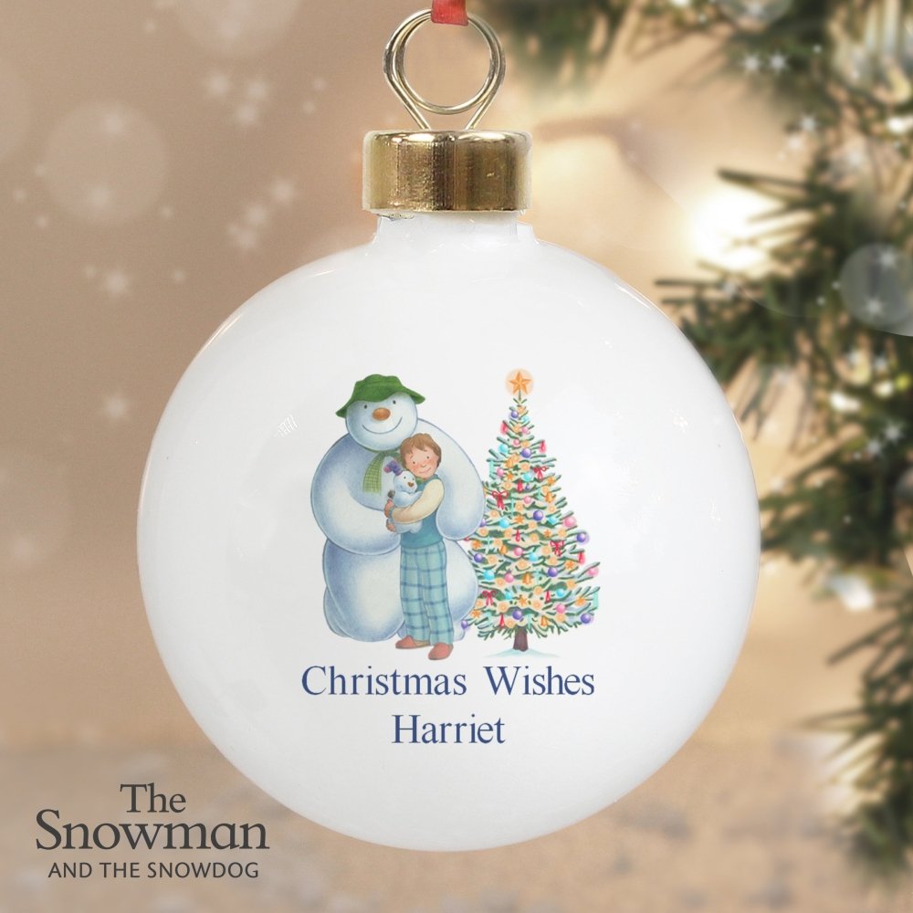 Personalised The Snowman And The Snowdog Friends Bauble