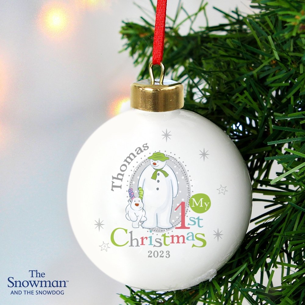 Personalised The Snowman And The Snowdog My 1st Christmas Bauble
