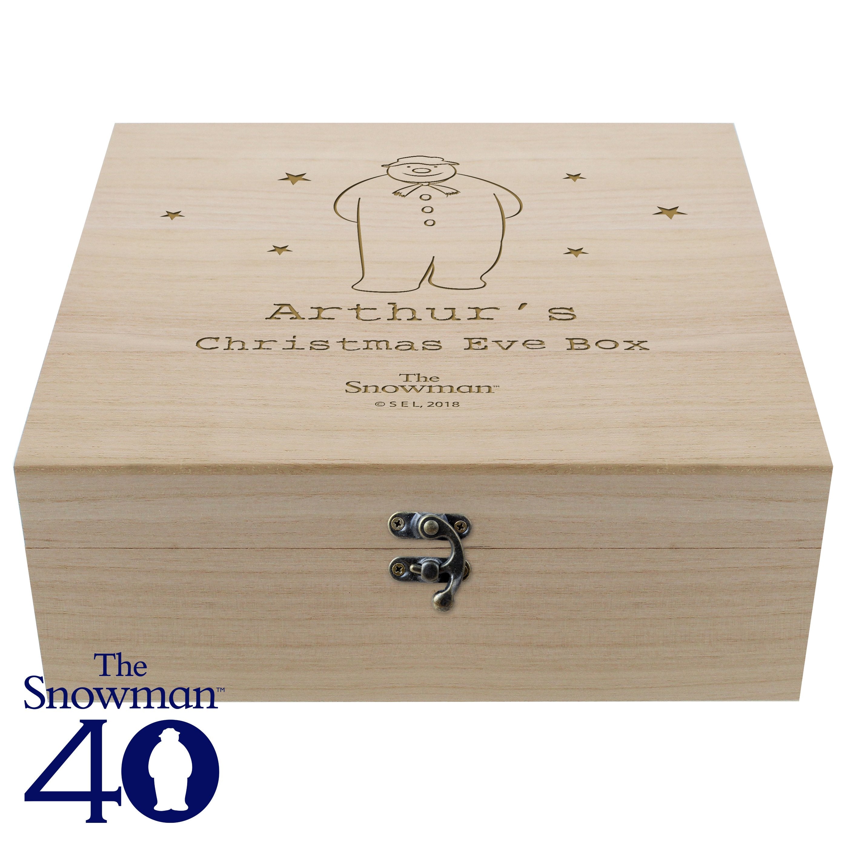 Personalised The Snowman Large Wooden Christmas Eve Box