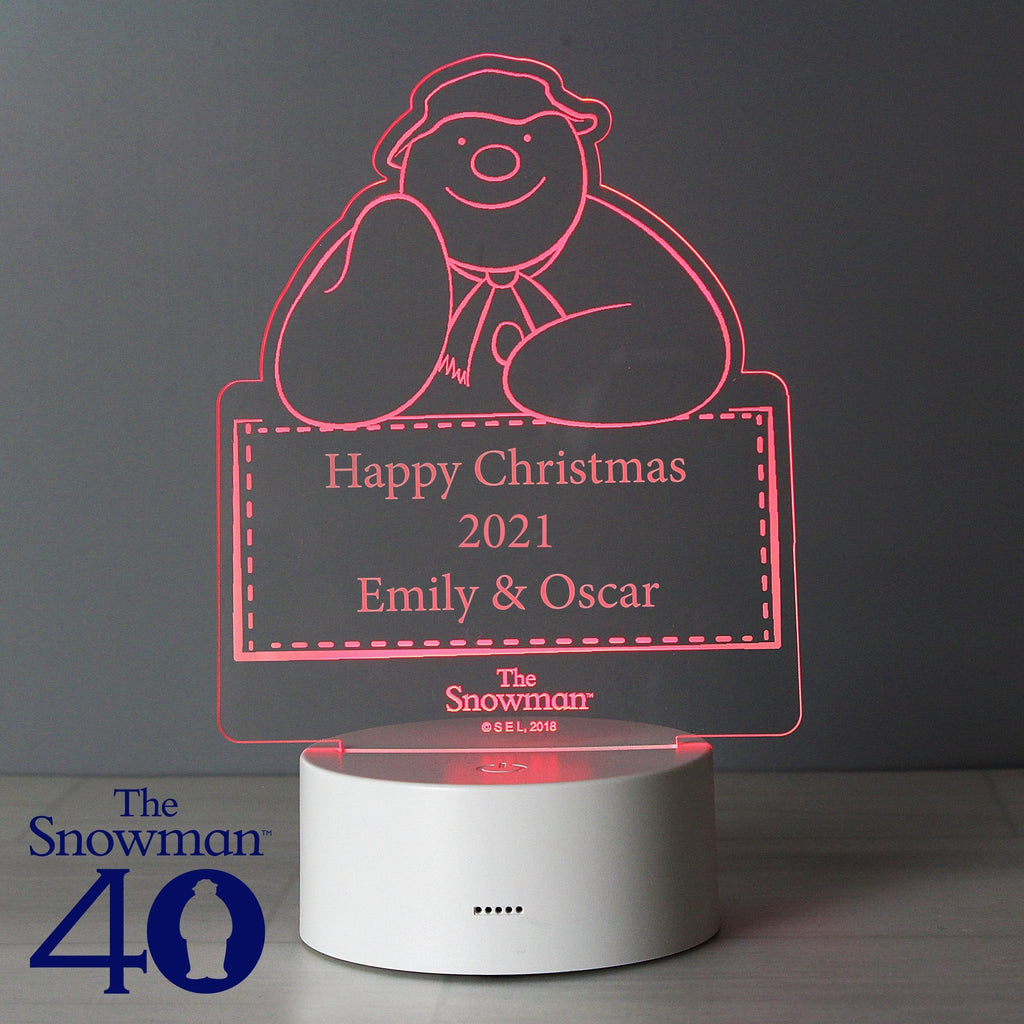 Personalised The Snowman LED Colour Changing Decoration & Night Light