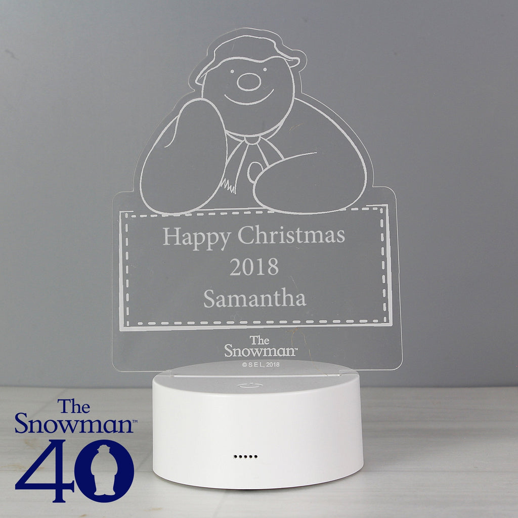 Personalised The Snowman LED Colour Changing Decoration & Night Light