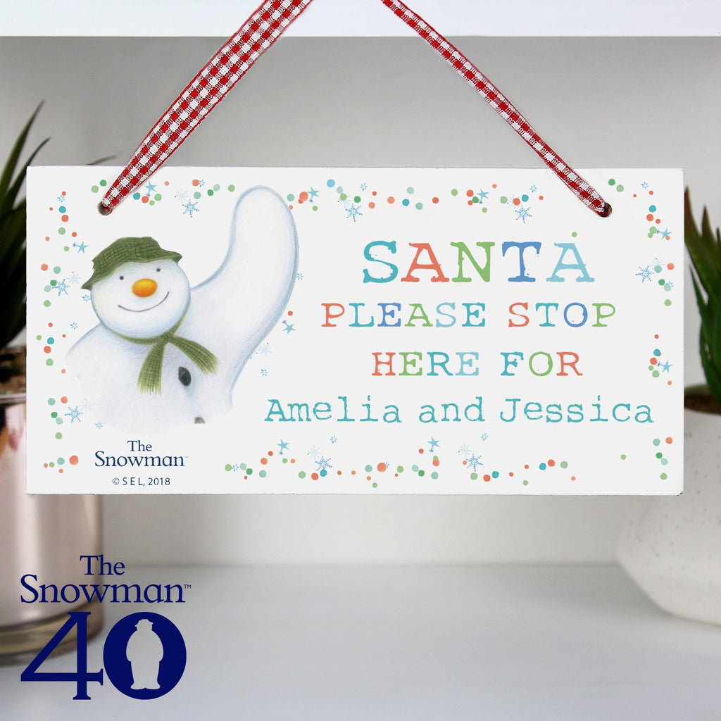 Personalised The Snowman Let It Snow Santa Stop Here Wooden Sign